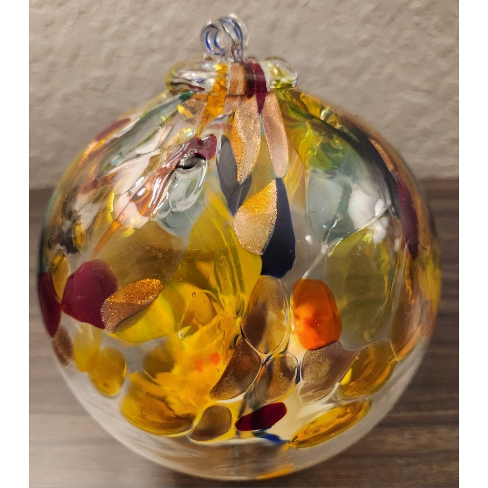 Large 5.5" Orb Witch Ball Tree Of Life Hand Blown Glass Ball Ornament Stunning!